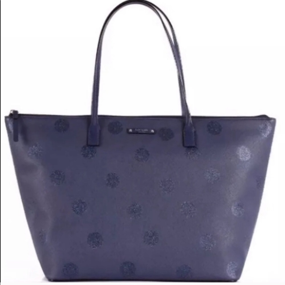 Kate Spade Navy Sparkle Polka Dot Tote